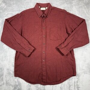 L.L. Bean Men's Large Chamois Cotton Flannel‎ Shirt Shacket Red Black Plaid